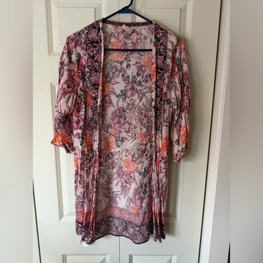 Knox Rose Floral Kimono Robe - Pink and Orange